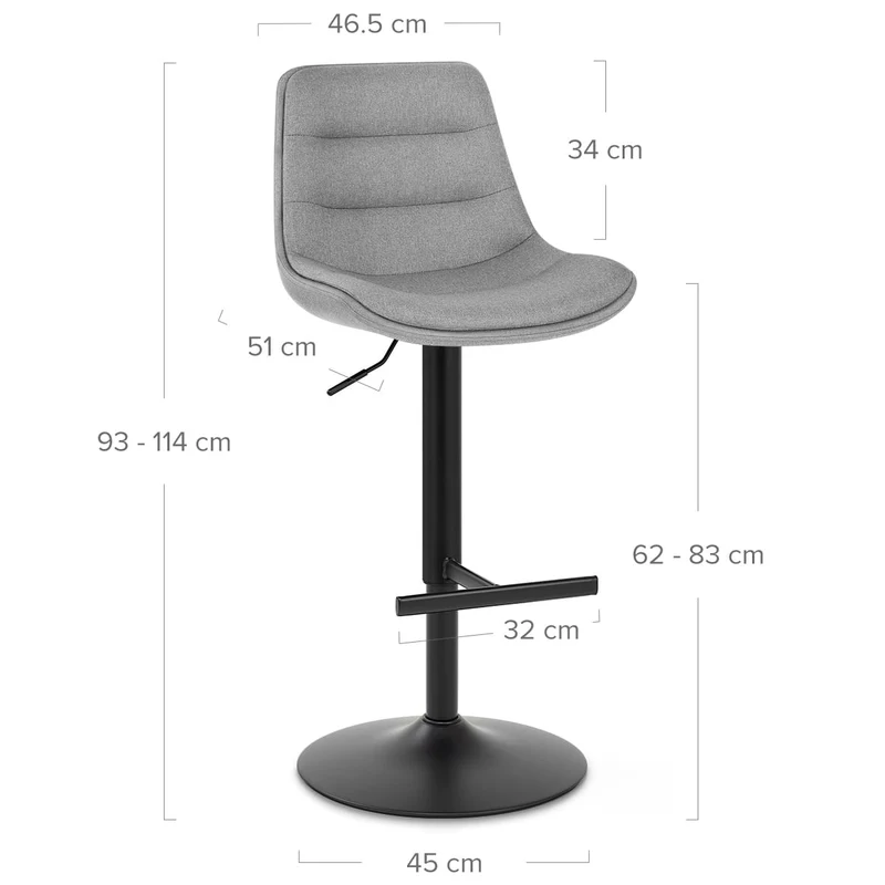 Tabouret de Bar Tissu - Lattice Gris