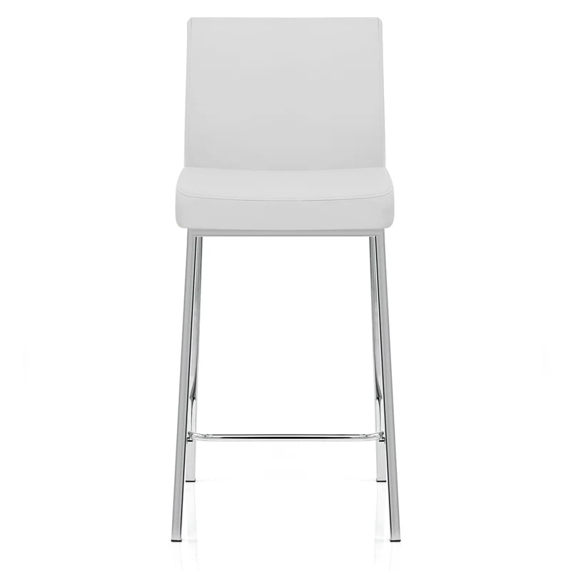 Tabouret Faux Cuir Chrome - Pacino Blanc