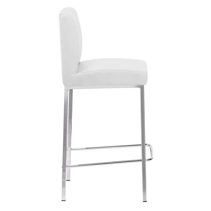 Tabouret Faux Cuir Chrome - Pacino Blanc