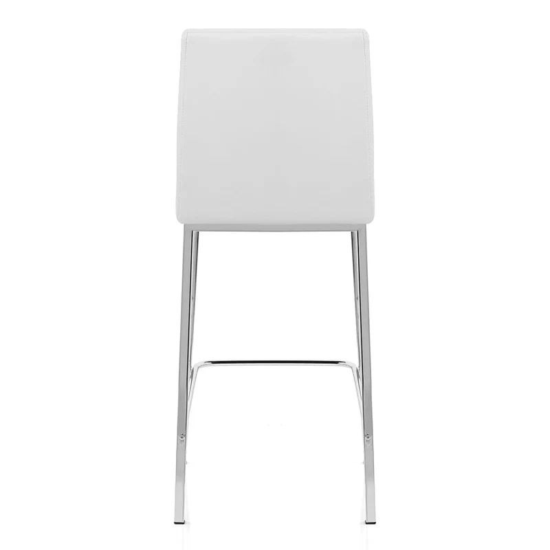 Tabouret Faux Cuir Chrome - Pacino Blanc