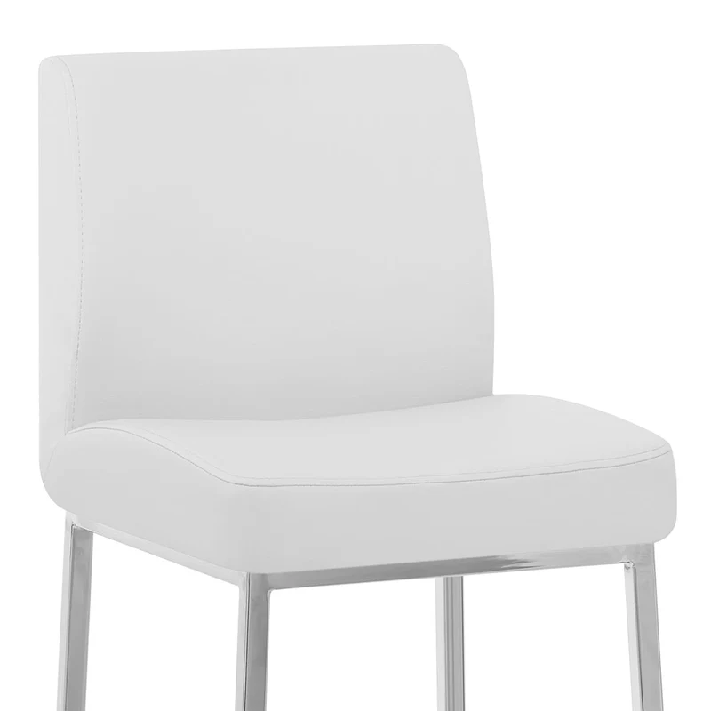 Tabouret Faux Cuir Chrome - Pacino Blanc
