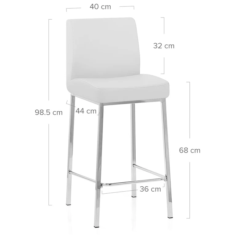 Tabouret Faux Cuir Chrome - Pacino Blanc