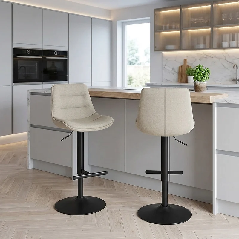 Tabouret de Bar Tissu - Lattice Crème