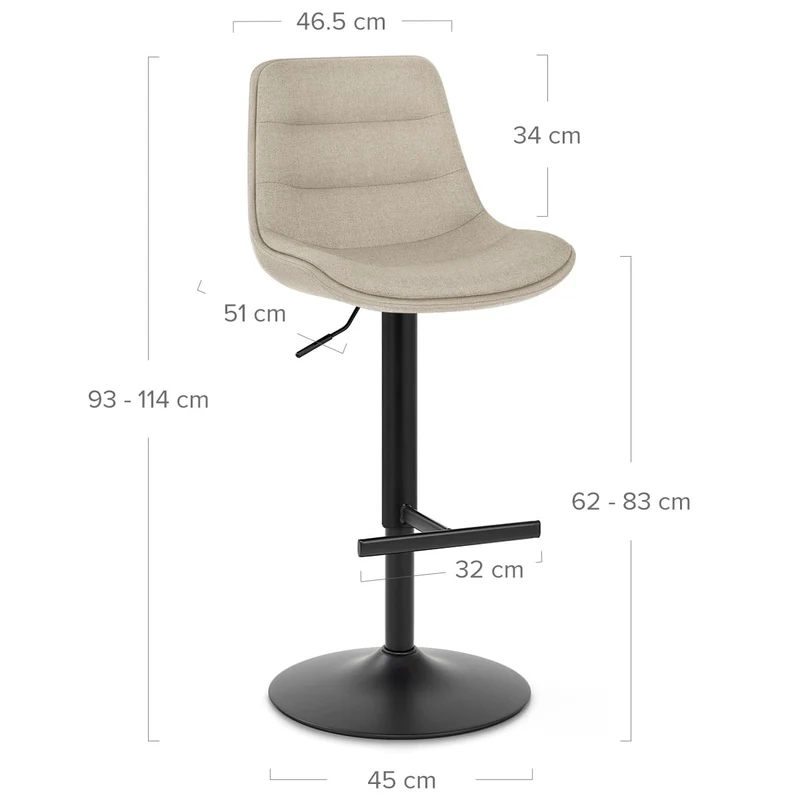 Tabouret de Bar Tissu - Lattice Crème