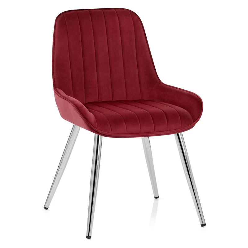 Chaise Chrome Velours - Mustang Rouge
