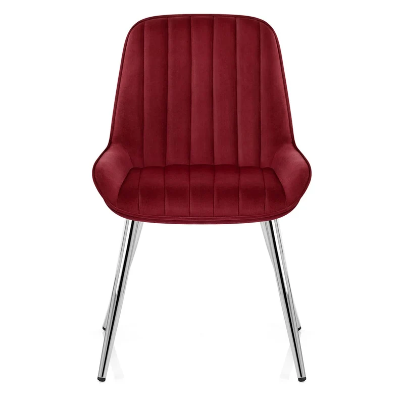 Chaise Chrome Velours - Mustang Rouge