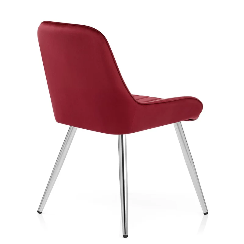 Chaise Chrome Velours - Mustang Rouge