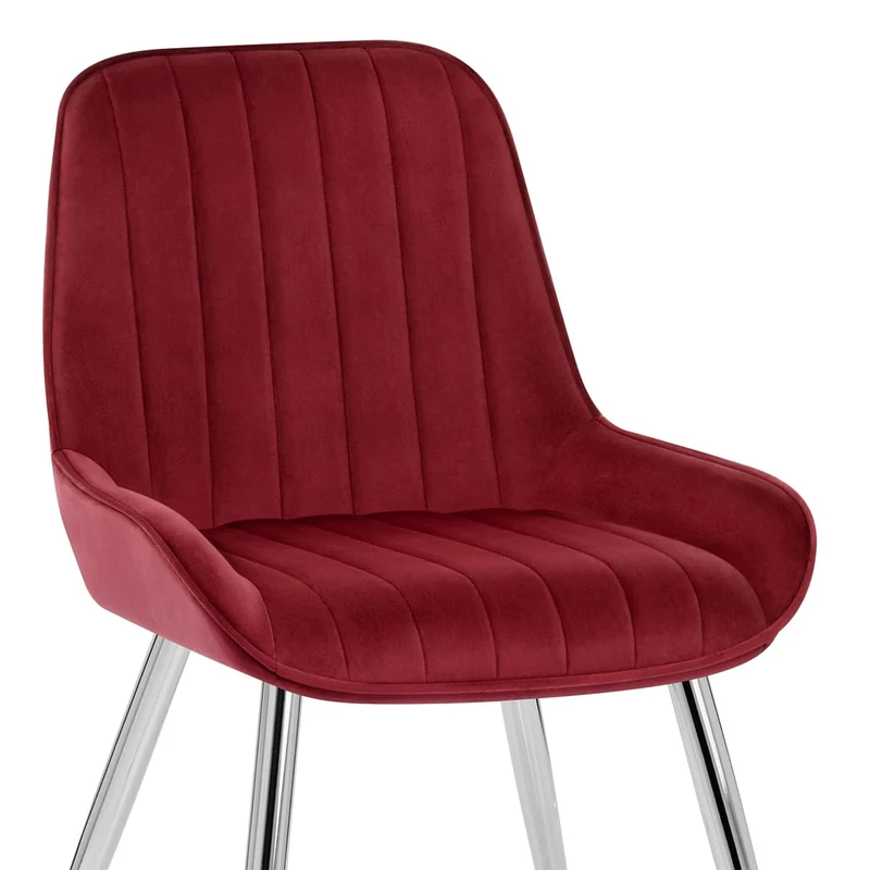 Chaise Chrome Velours - Mustang Rouge
