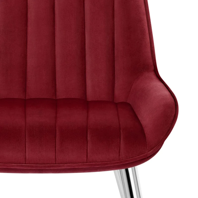 Chaise Chrome Velours - Mustang Rouge