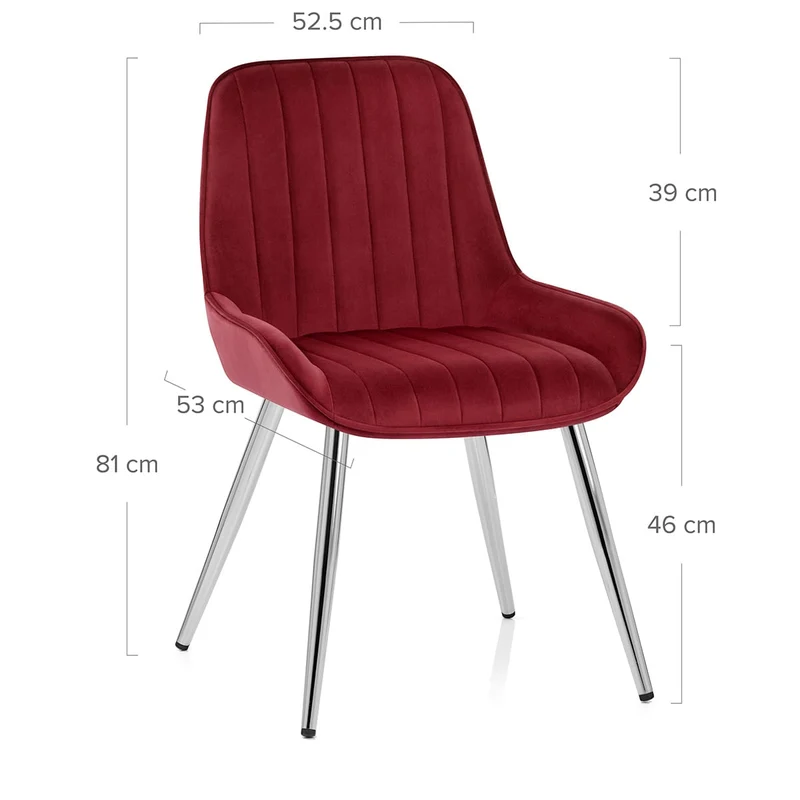 Chaise Chrome Velours - Mustang Rouge