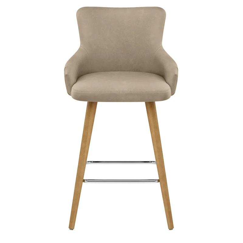 Tabouret Faux Cuir Bois - Diablo Taupe