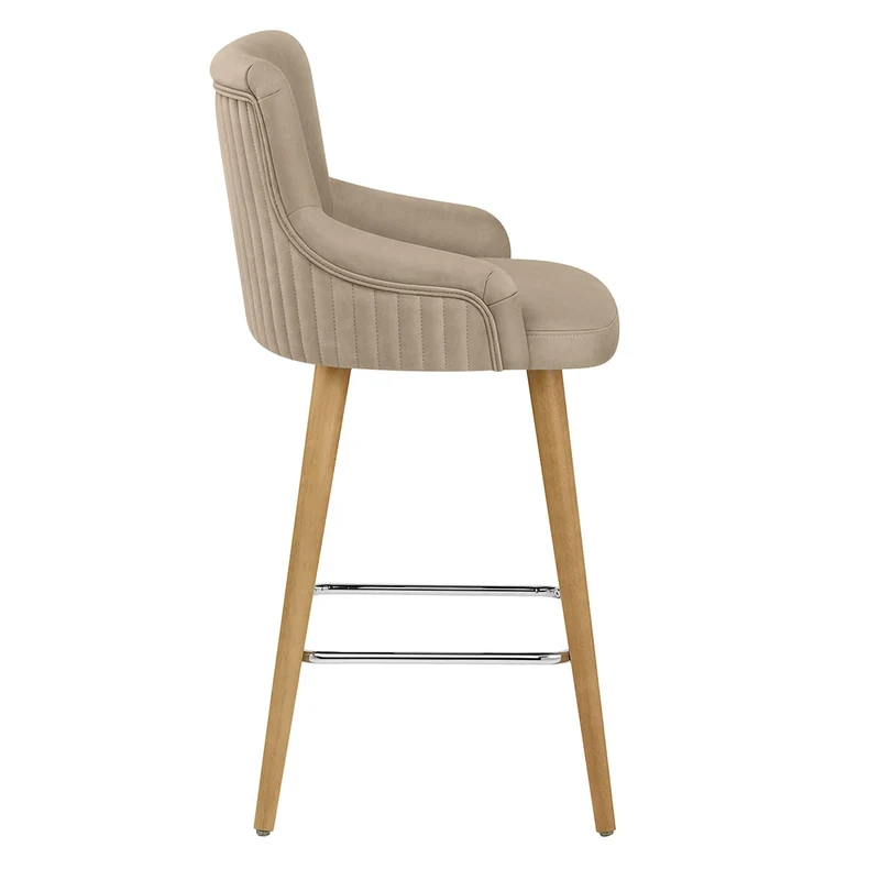 Tabouret Faux Cuir Bois - Diablo Taupe