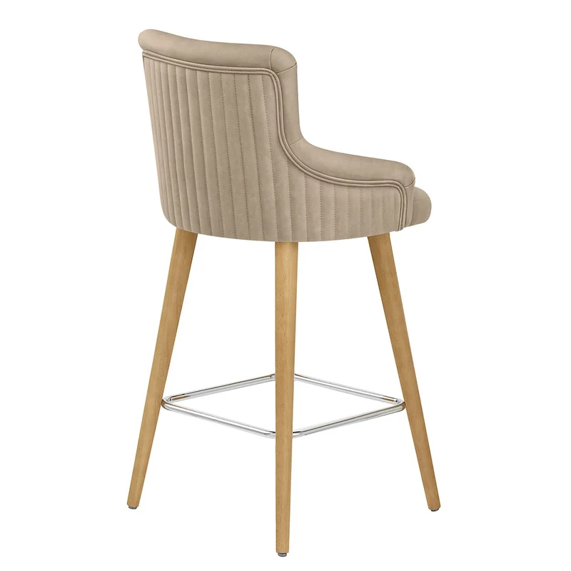 Tabouret Faux Cuir Bois - Diablo Taupe