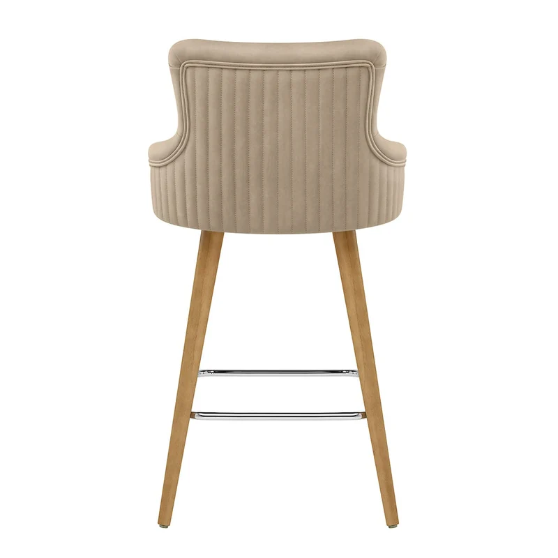 Tabouret Faux Cuir Bois - Diablo Taupe