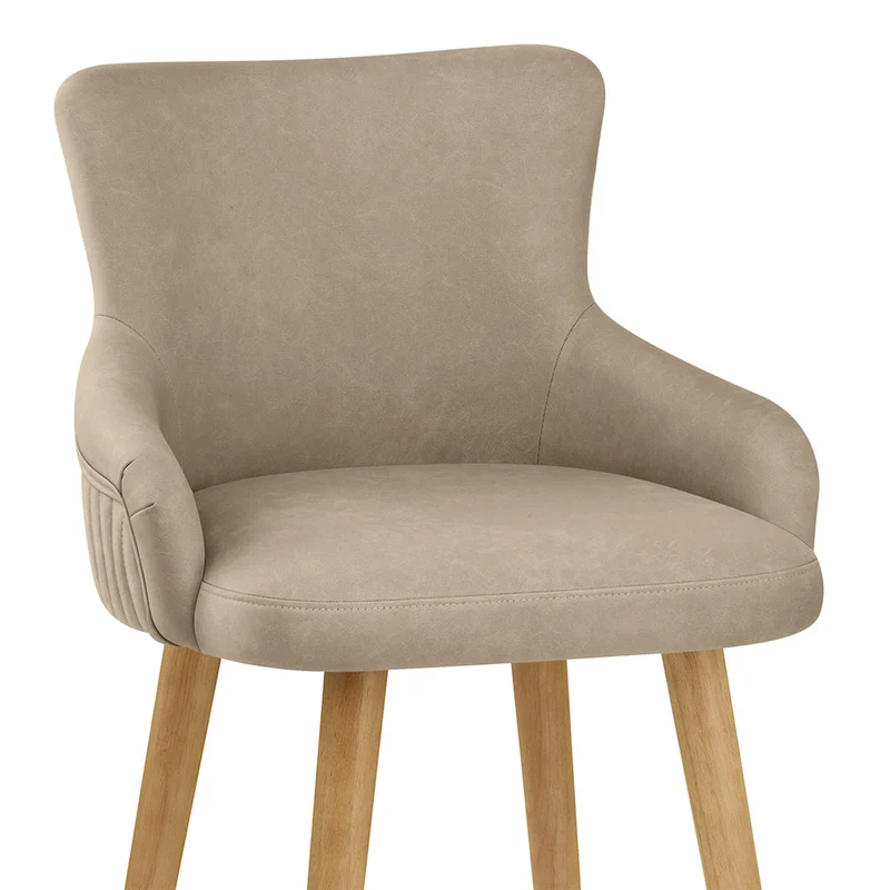 Tabouret Faux Cuir Bois - Diablo Taupe