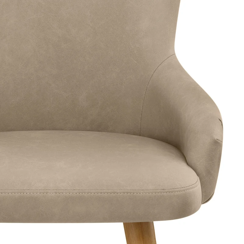 Tabouret Faux Cuir Bois - Diablo Taupe