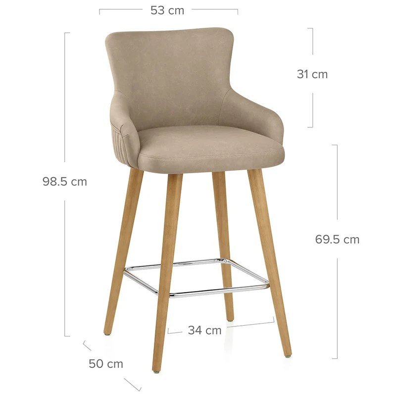 Tabouret Faux Cuir Bois - Diablo Taupe