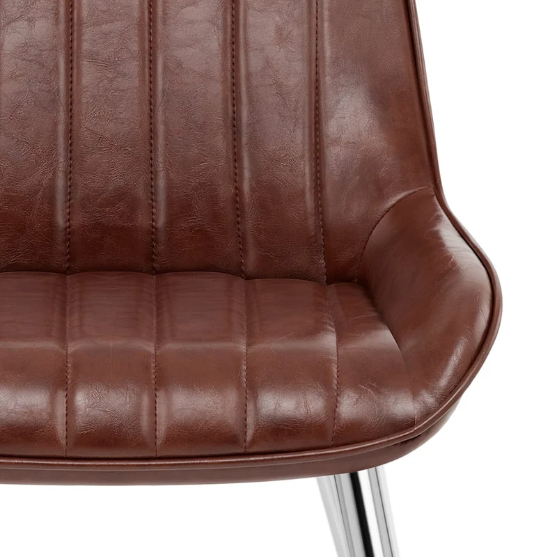 Chaise Chrome Faux Cuir - Mustang Marron