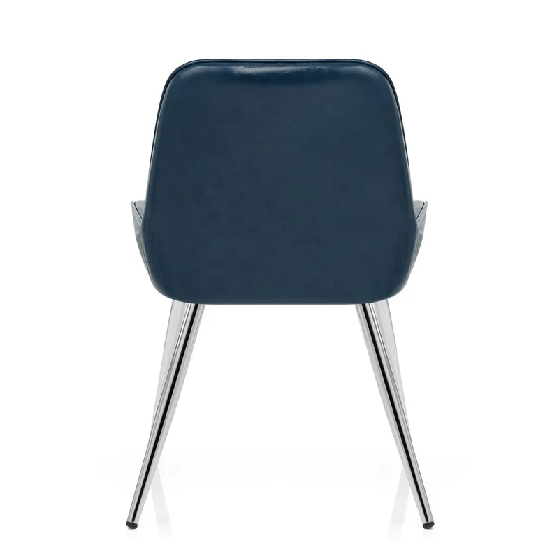 Chaise Chrome Faux Cuir - Mustang Bleu