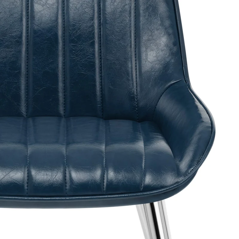 Chaise Chrome Faux Cuir - Mustang Bleu