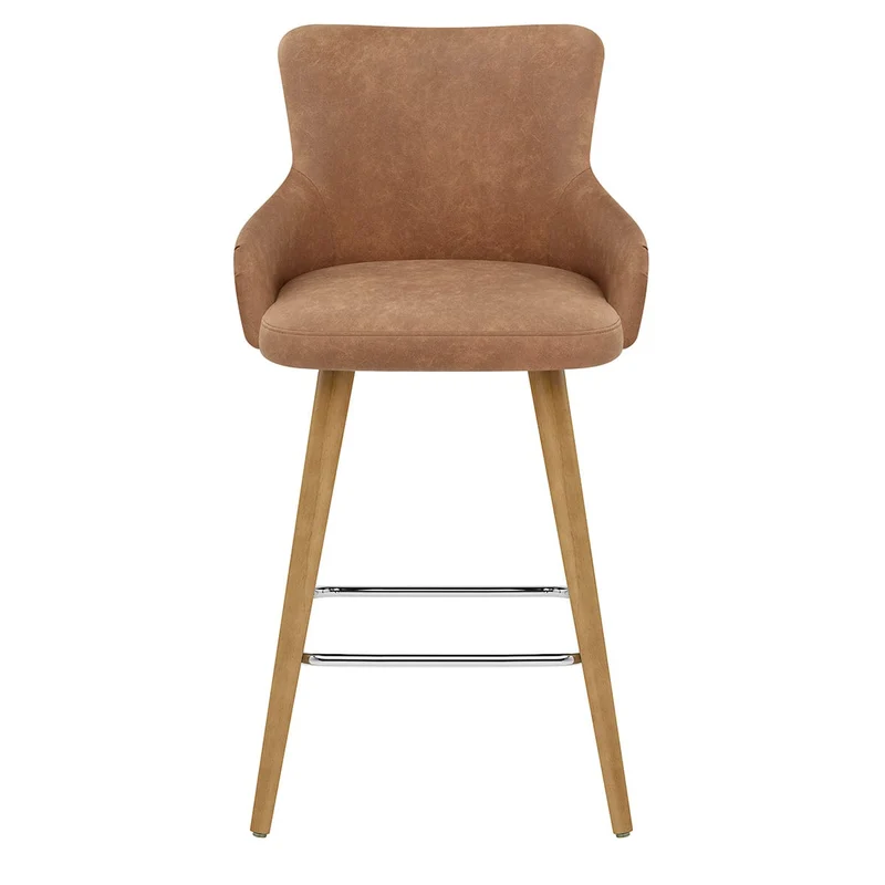 Tabouret Faux Cuir Bois - Diablo Marron