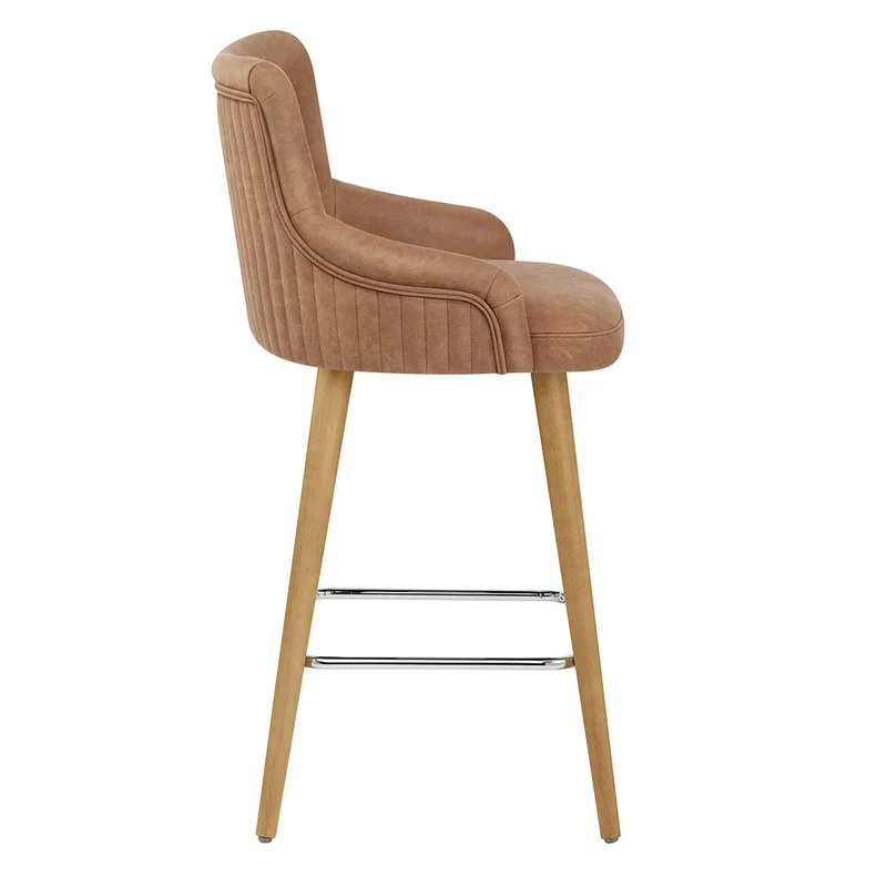 Tabouret Faux Cuir Bois - Diablo Marron