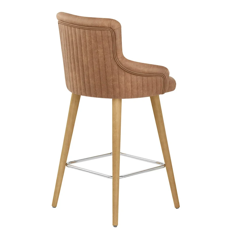 Tabouret Faux Cuir Bois - Diablo Marron