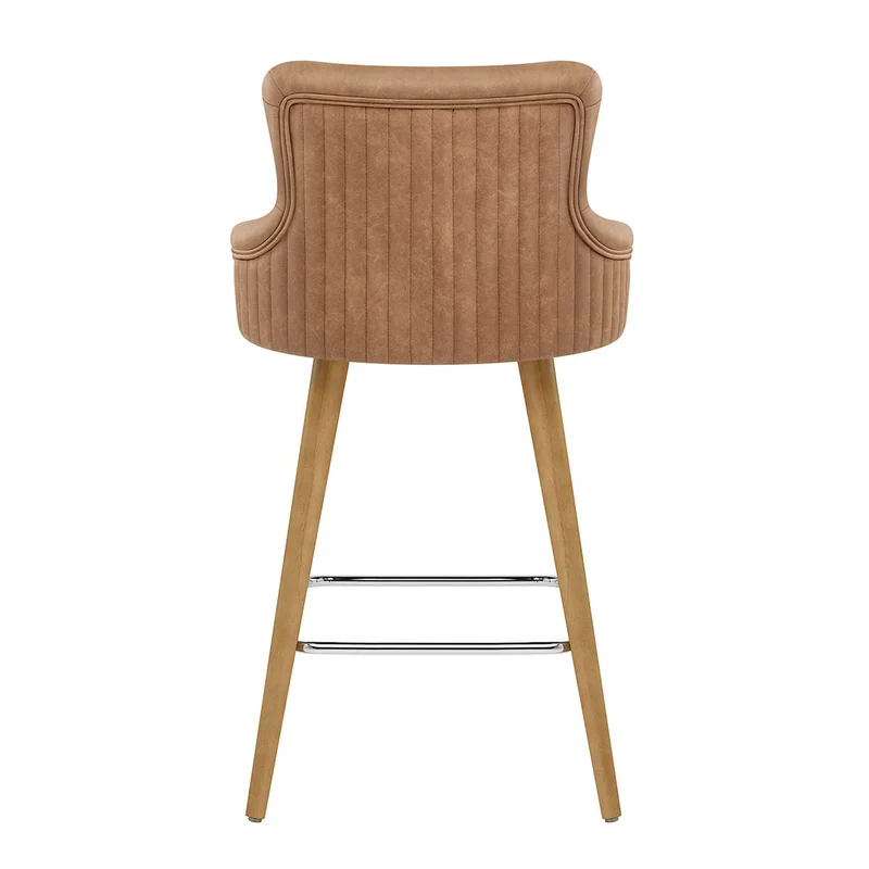 Tabouret Faux Cuir Bois - Diablo Marron