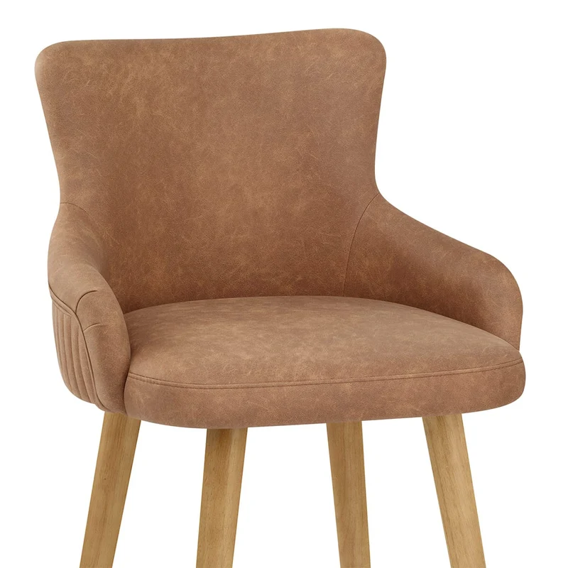Tabouret Faux Cuir Bois - Diablo Marron