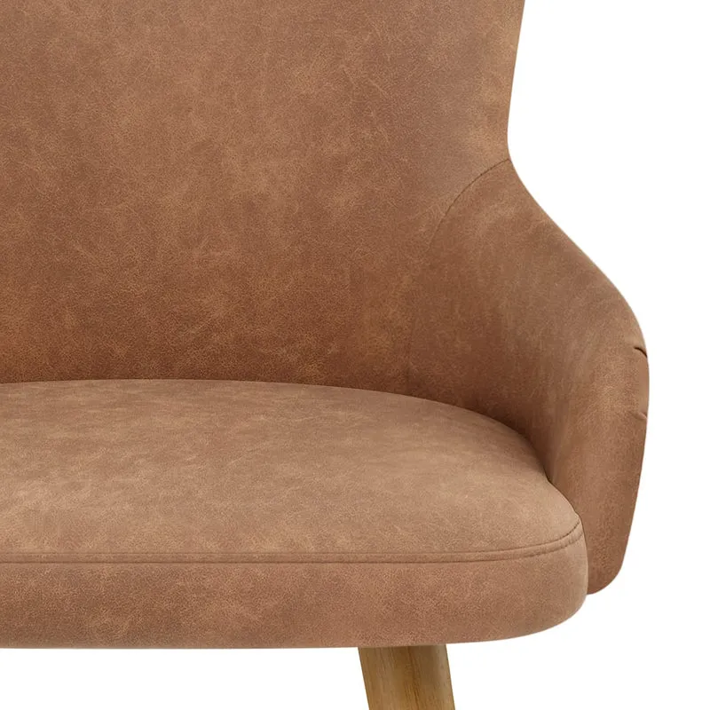 Tabouret Faux Cuir Bois - Diablo Marron