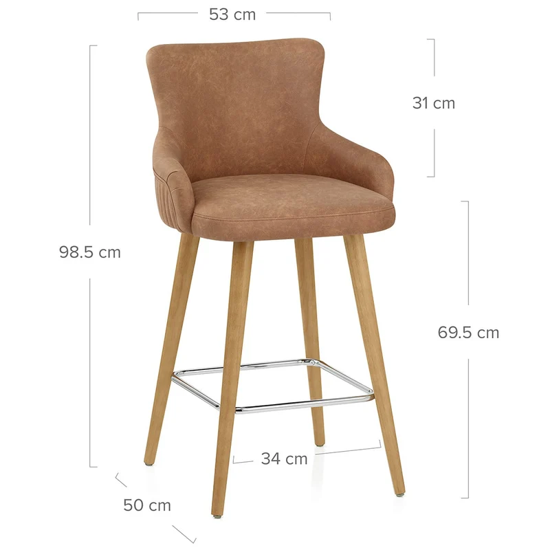 Tabouret Faux Cuir Bois - Diablo Marron