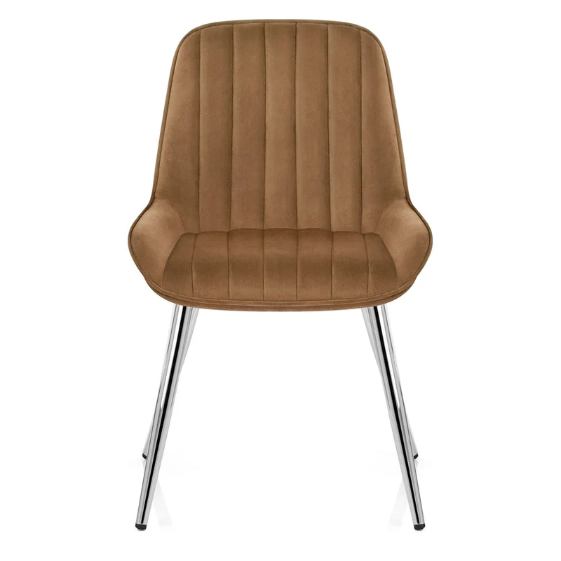 Chaise Chrome Velours - Mustang Marron