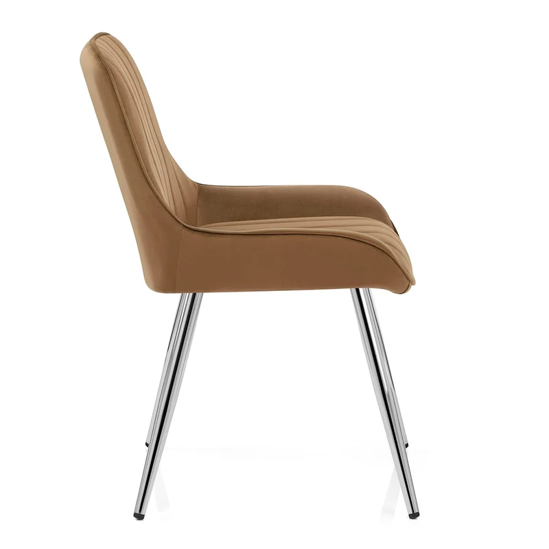 Chaise Chrome Velours - Mustang Marron