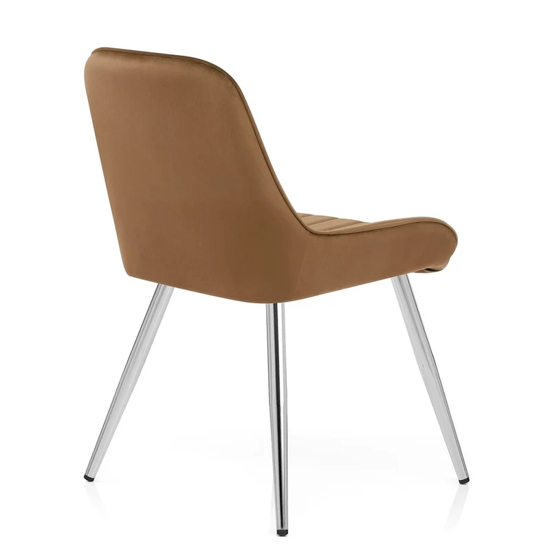 Chaise Chrome Velours - Mustang Marron
