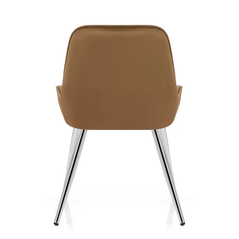 Chaise Chrome Velours - Mustang Marron