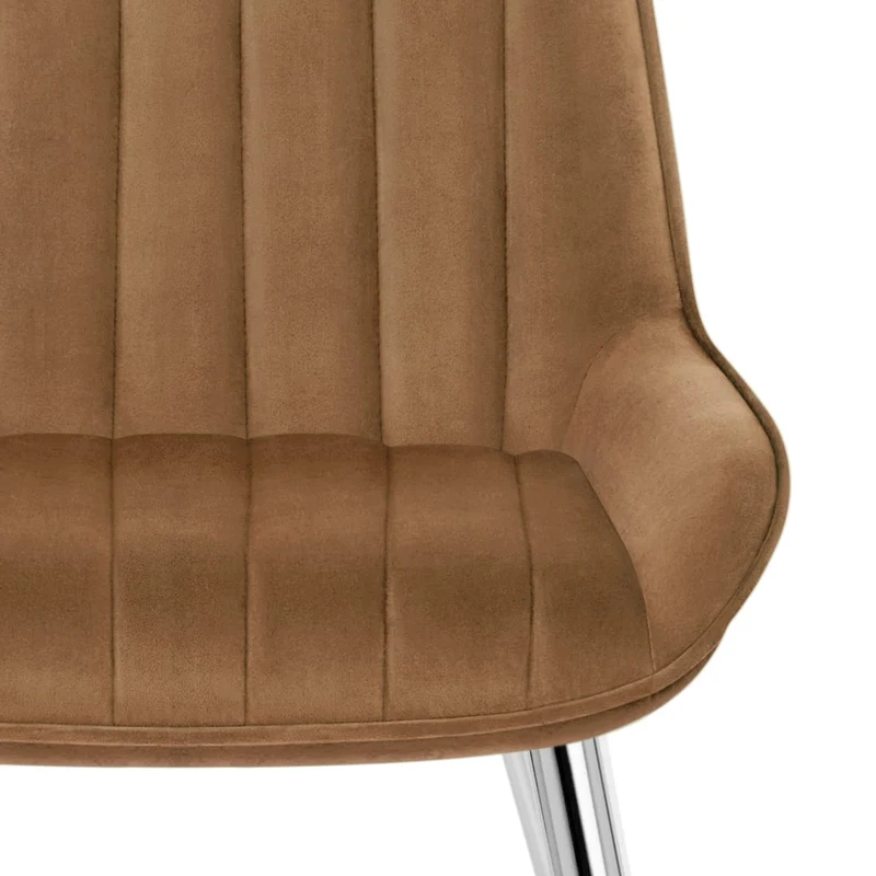 Chaise Chrome Velours - Mustang Marron