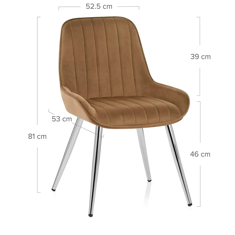 Chaise Chrome Velours - Mustang Marron