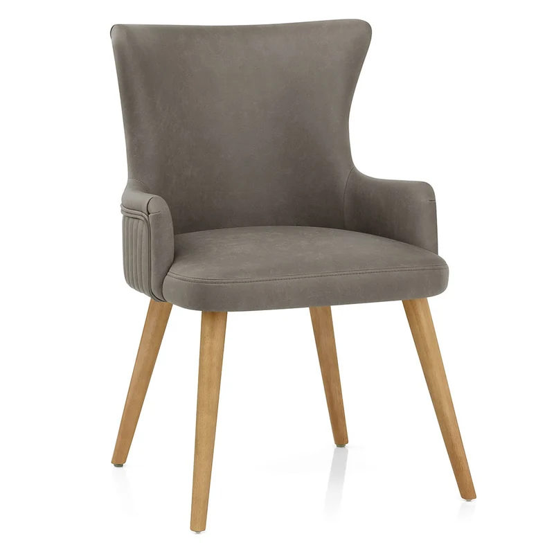 Chaise Faux Cuir Bois - Diablo Gris