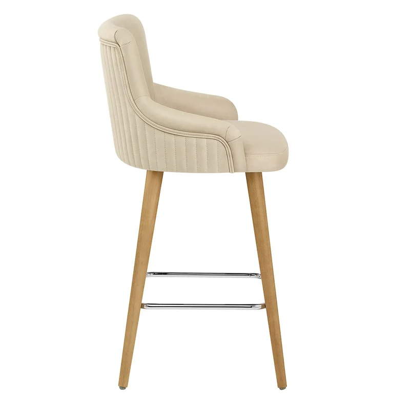 Tabouret Faux Cuir Bois - Diablo Crème