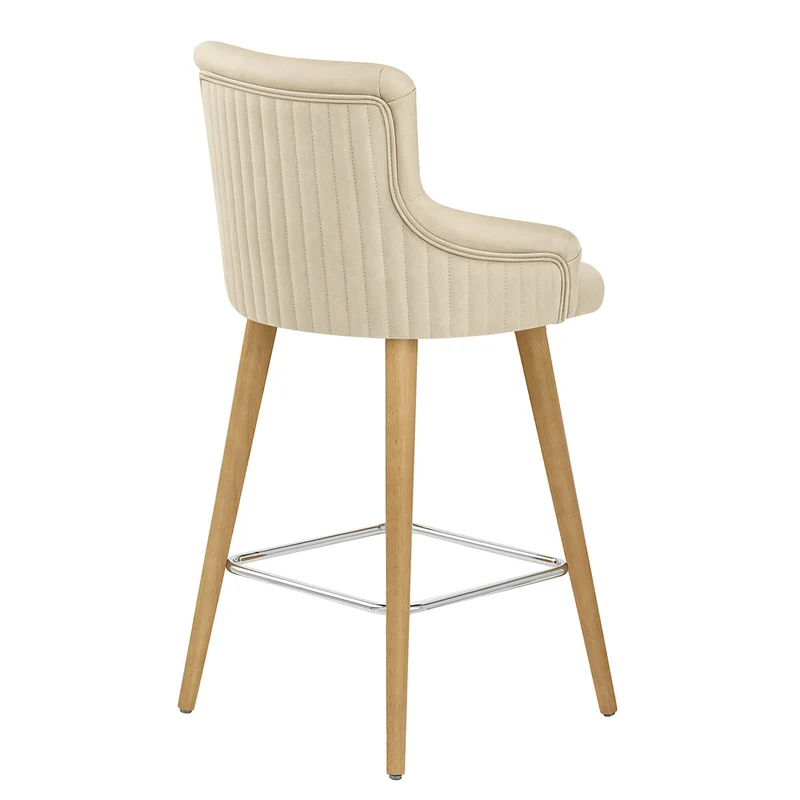 Tabouret Faux Cuir Bois - Diablo Crème