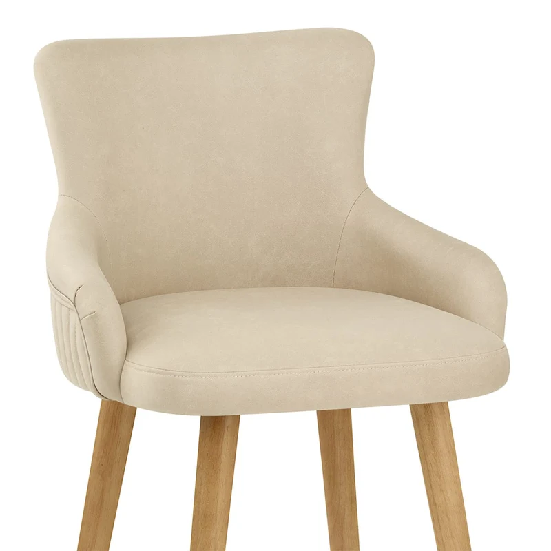 Tabouret Faux Cuir Bois - Diablo Crème