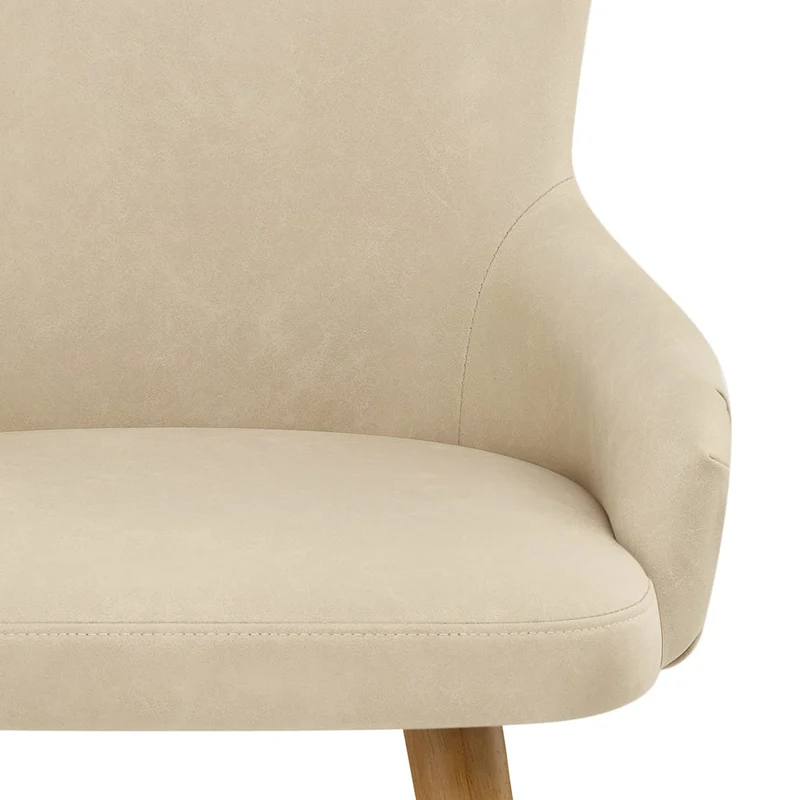 Tabouret Faux Cuir Bois - Diablo Crème