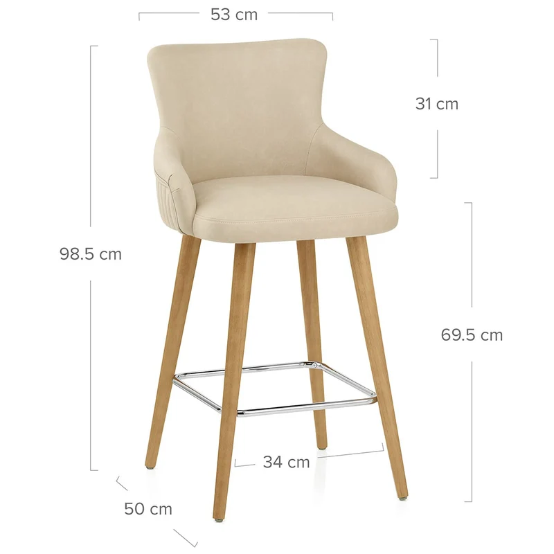 Tabouret Faux Cuir Bois - Diablo Crème