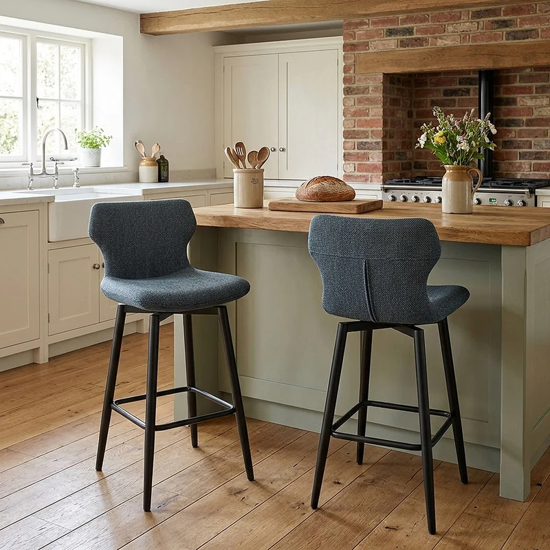 Tabouret de Bar Tissu - Elle Bleu
