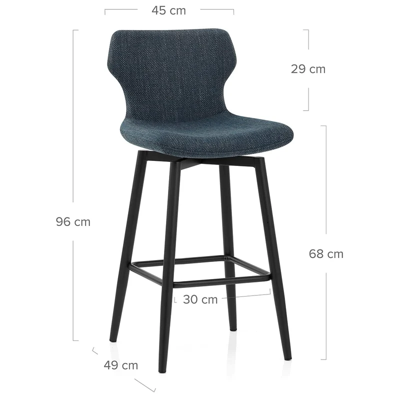 Tabouret de Bar Tissu - Elle Bleu
