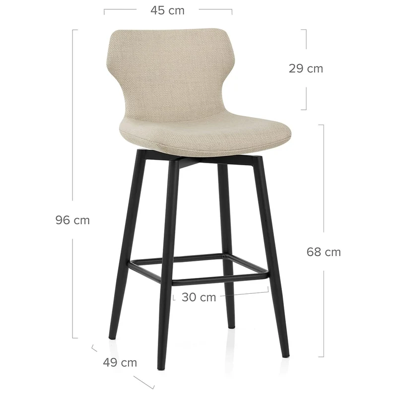 Tabouret de Bar Tissu - Elle Crème
