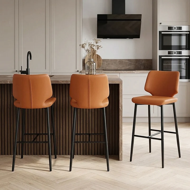Tabouret de Bar Faux Cuir - Elan Orange