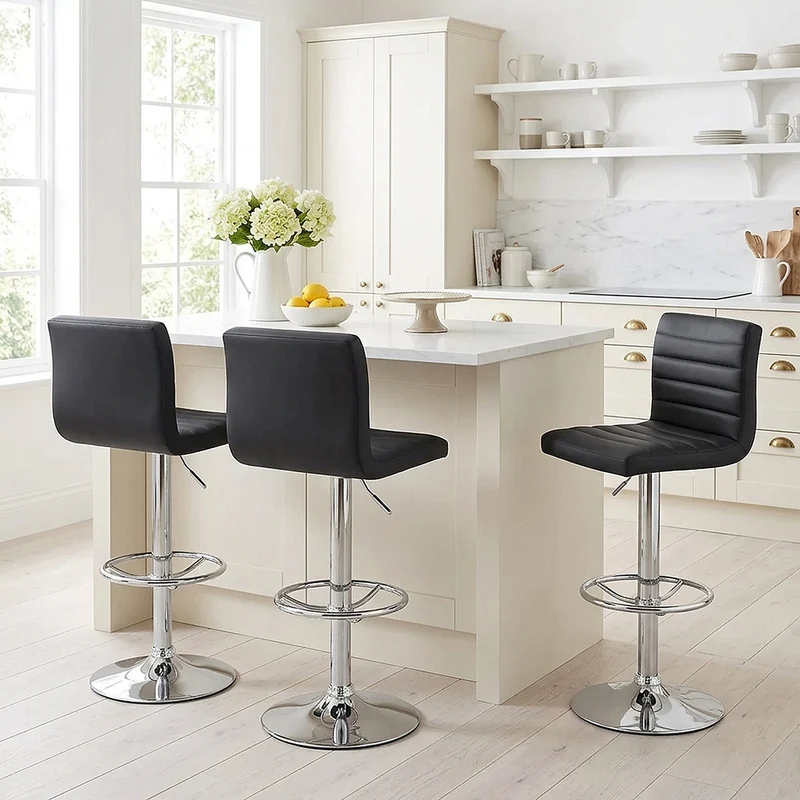 Chaise de Bar Faux Cuir Chrome - Mint Noir
