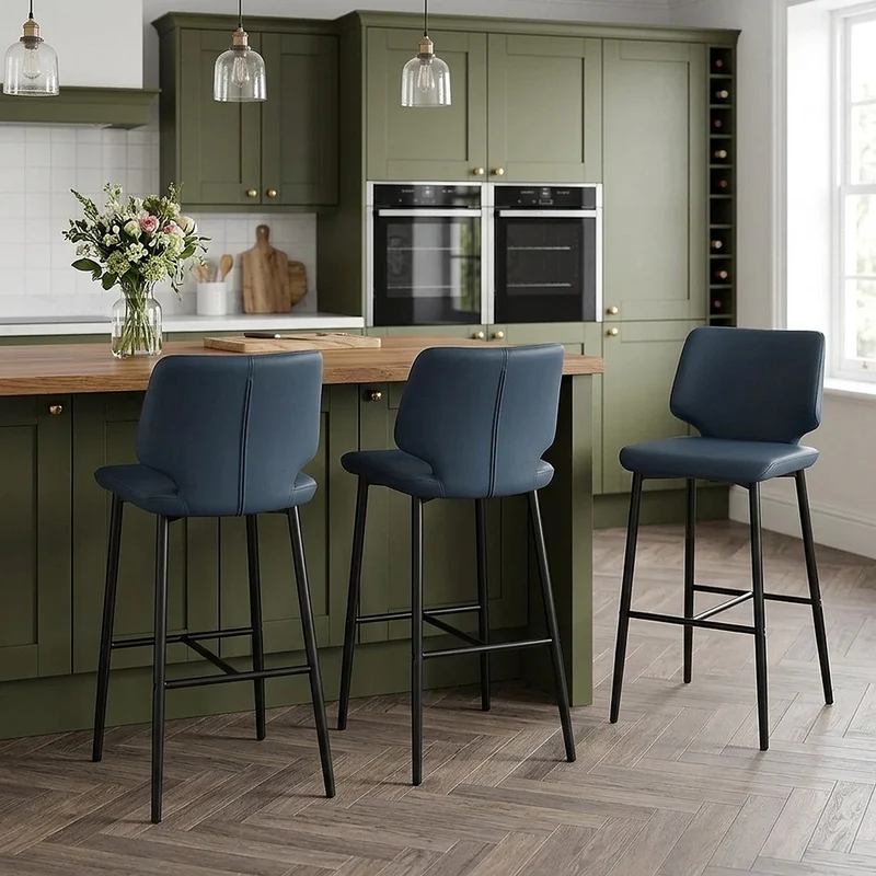 Tabouret de Bar Faux Cuir - Elan Bleu