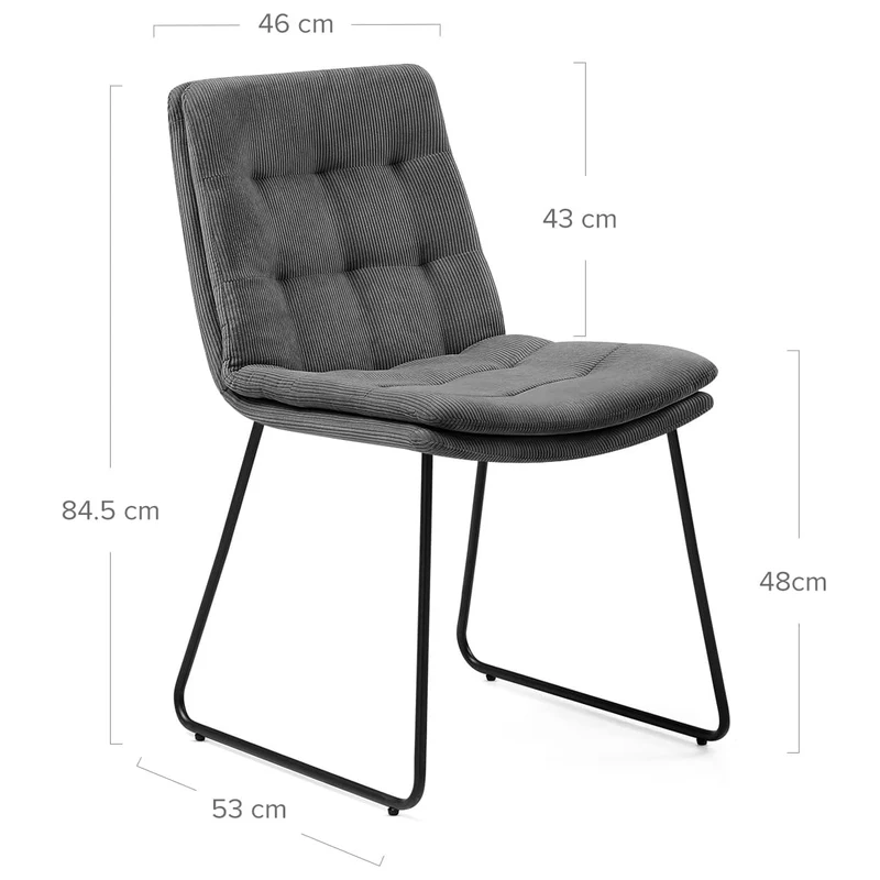 Chaise Tissu - Riva Gris Foncé